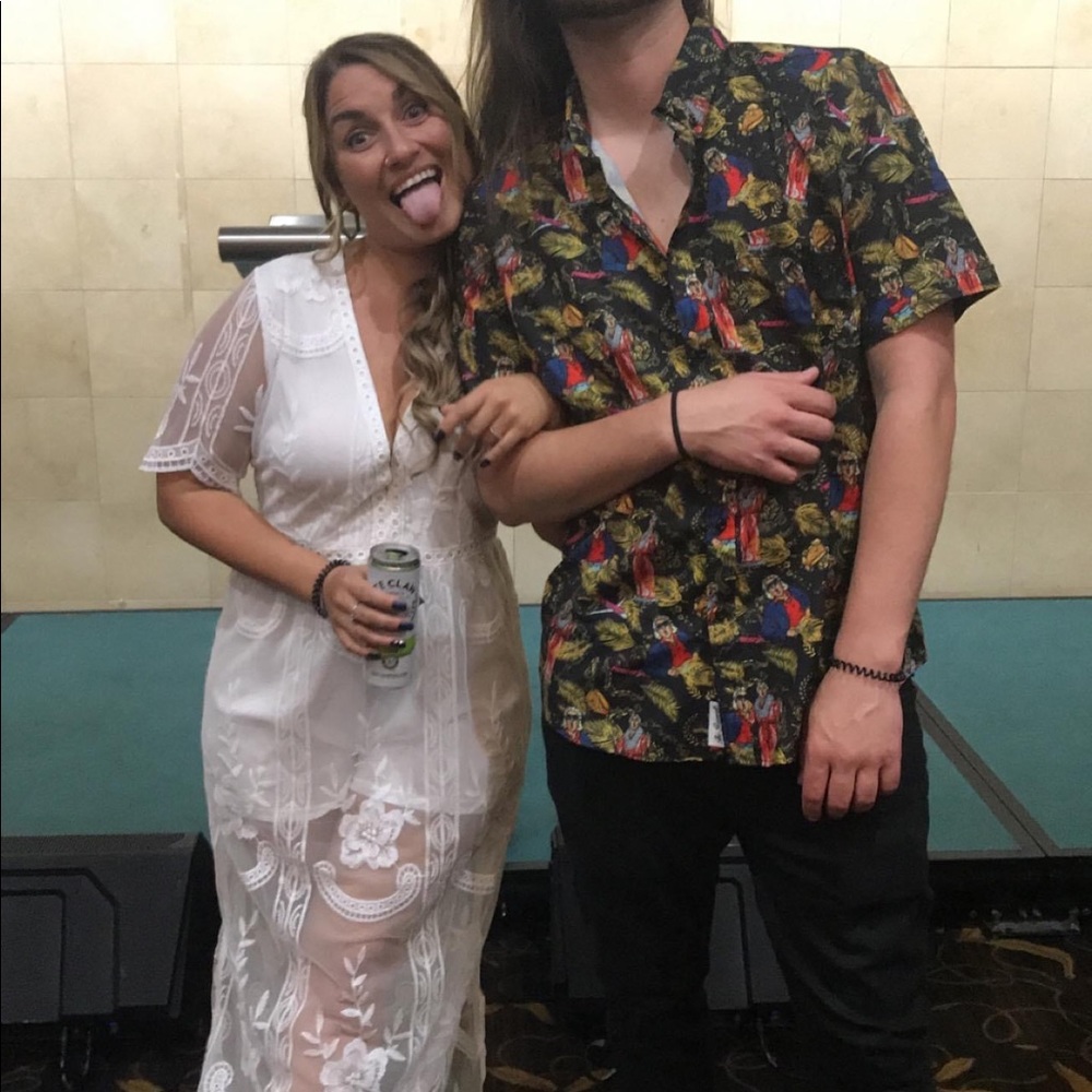 Beautiful white romper with sheer dress